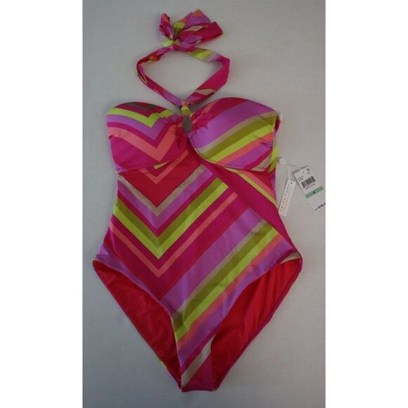 Trina Turk 3401225 Women's Sz 8 Multi Waltz Bandeau One-Piece Swimsuit $162+ - Picture 6 of 12
